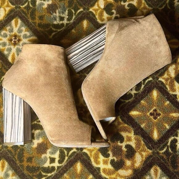 Alberto Fermani Brown‎ Suede Open Toe Bootie sz 8 - Picture 2 of 6